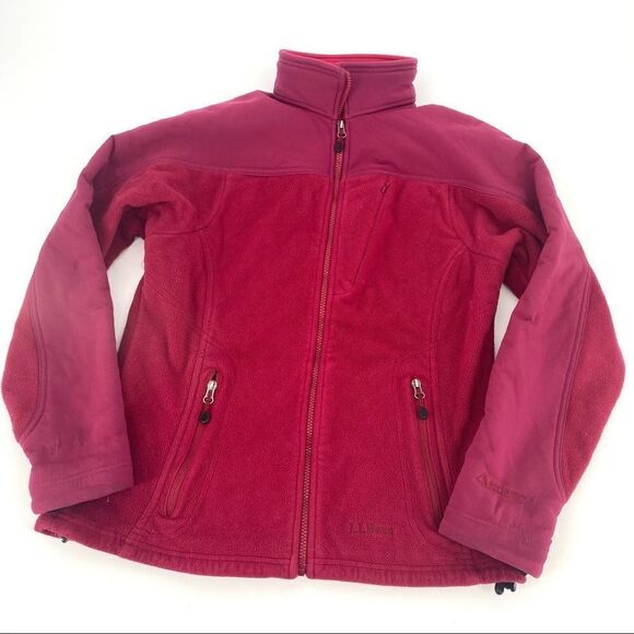L.L. Bean  Fleece full‎ zip Jacket Coat  Size Medium Thinsulate Flex pink - Picture 1 of 10